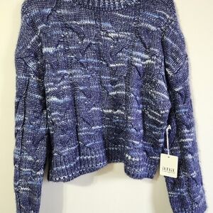 a.n.a Women's Blue Cable Knit Turtleneck Sweater